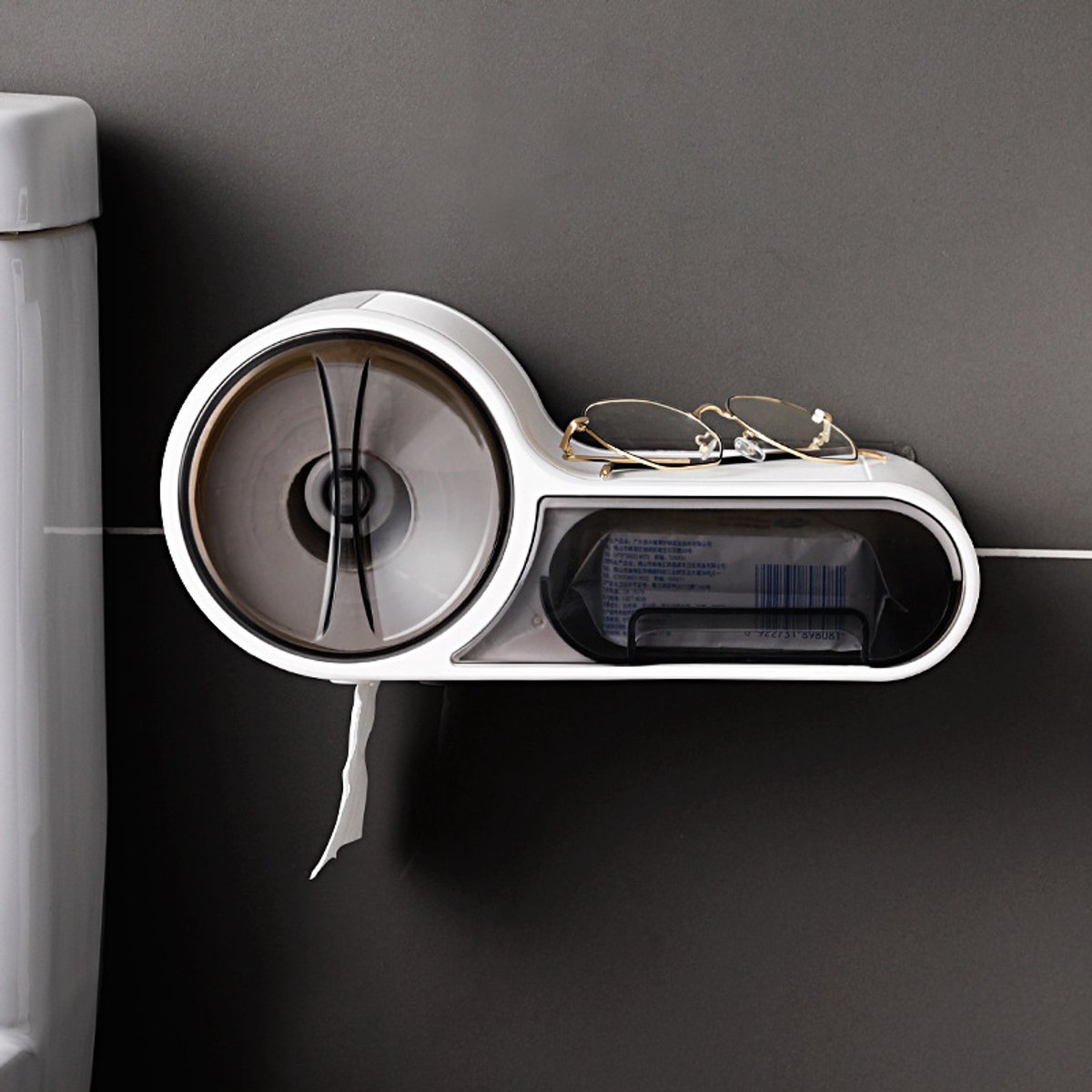 Ryoudavell - Toiletrolhouder met Plankje - Toiletpapierhouder met Telefoonhouder en Opbergruimte - Voor Toilet en Badkamer - Wandmontage