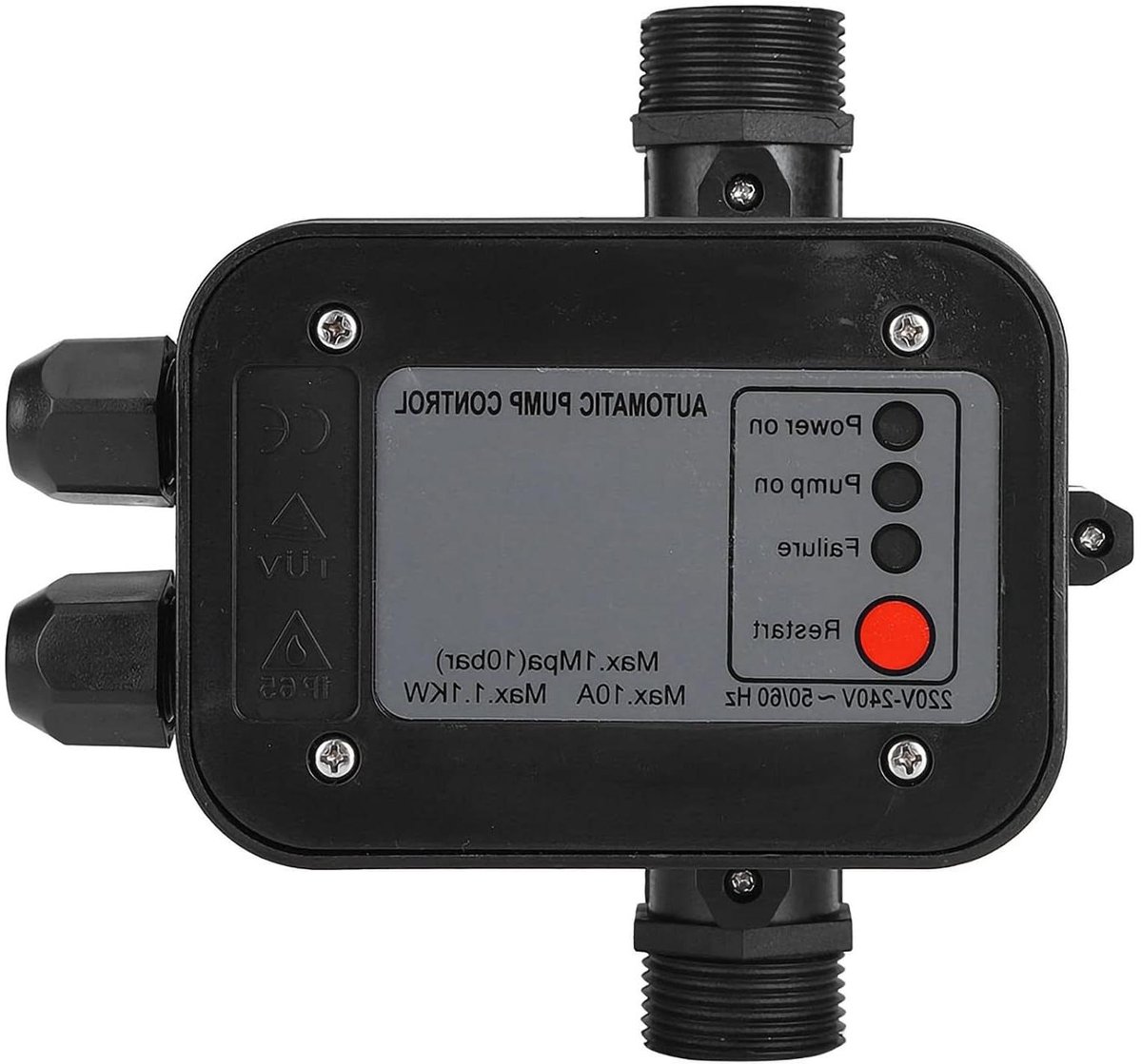 Automatische Drukschakelaar - Pompbesturing Schakelaar - Waterpomp Besturen - Automatische Start/Stop - G1 Aansluiting - Zwart