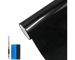 Vinylfolie - Autosticker Wrapfolie - Auto Personaliseren - Hoogglans Metallic - 30x150 cm - Zwart