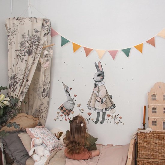 Vlaggenlijn in Blauw en Grijs voor Kinderkamer, van Muslin Katoen, 2.8 meter Decoratie — afbeelding 5