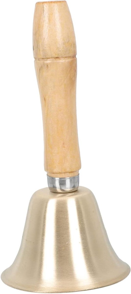 Koperen Handbel - Schoolbel Feestbel - Feestelijke Aankondiging - Heldere Melodieuze Klank - 7x7x15 cm - Goud