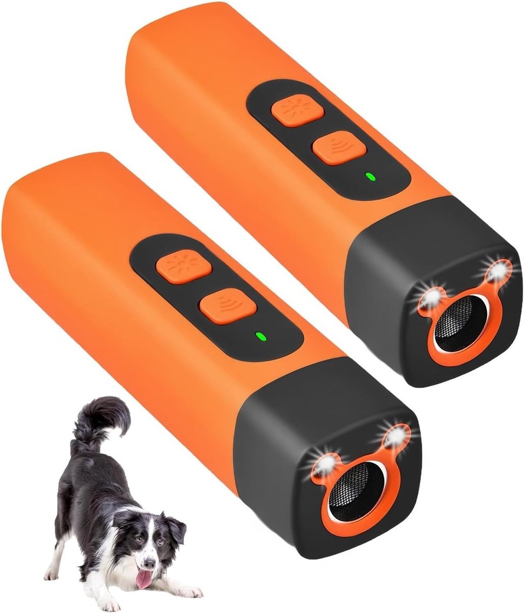 Ultrasone Hond Afschrikker met 3 Instelbare Frequenties en LED Zaklamp - Oplaadbare Gedrags-training voor Binnen en Buiten, Effectieve Barking Stopper voor Honden en Huisdieren