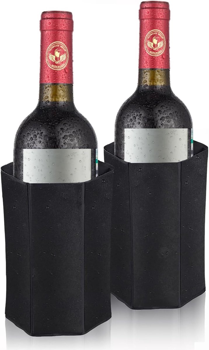 Wijn- en Champagnekoeler - Zilver - Set van 2 - Herbruikbare Flessenkoeler voor Koude Dranken