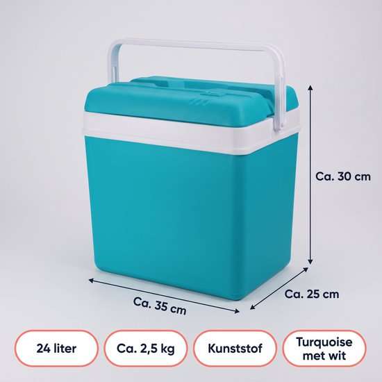 Cheqo® Koelbox - Passieve Koelbox zonder Stroom - Draagbare Koelbox voor Camping en Strand - Koelbox met Handvat en Deksel - Koeltas - Picknick Koelbox voor Auto en Festival - Drankenkoeler - Isolerende Koelbox - Turquoise - Frigobox van Cheqo — afbeelding 3