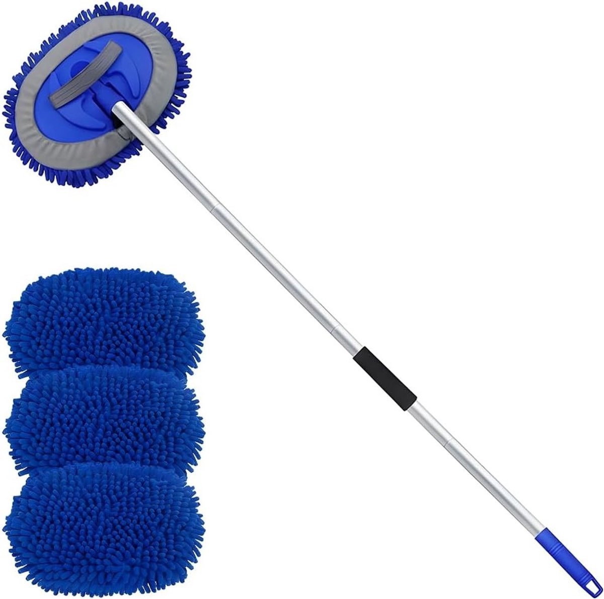 Auto Wasborstel met Telescoopsteel, Microvezel Mop voor Effectieve Autowas, Ideaal voor Stof en Vuil