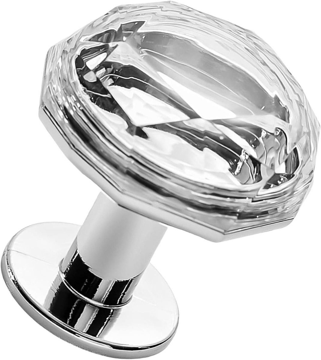 Toilet Knop - Drukker Tank - Nail Bescherming - Rhinestone Design - 6.2 x 5.7 cm - Zilver