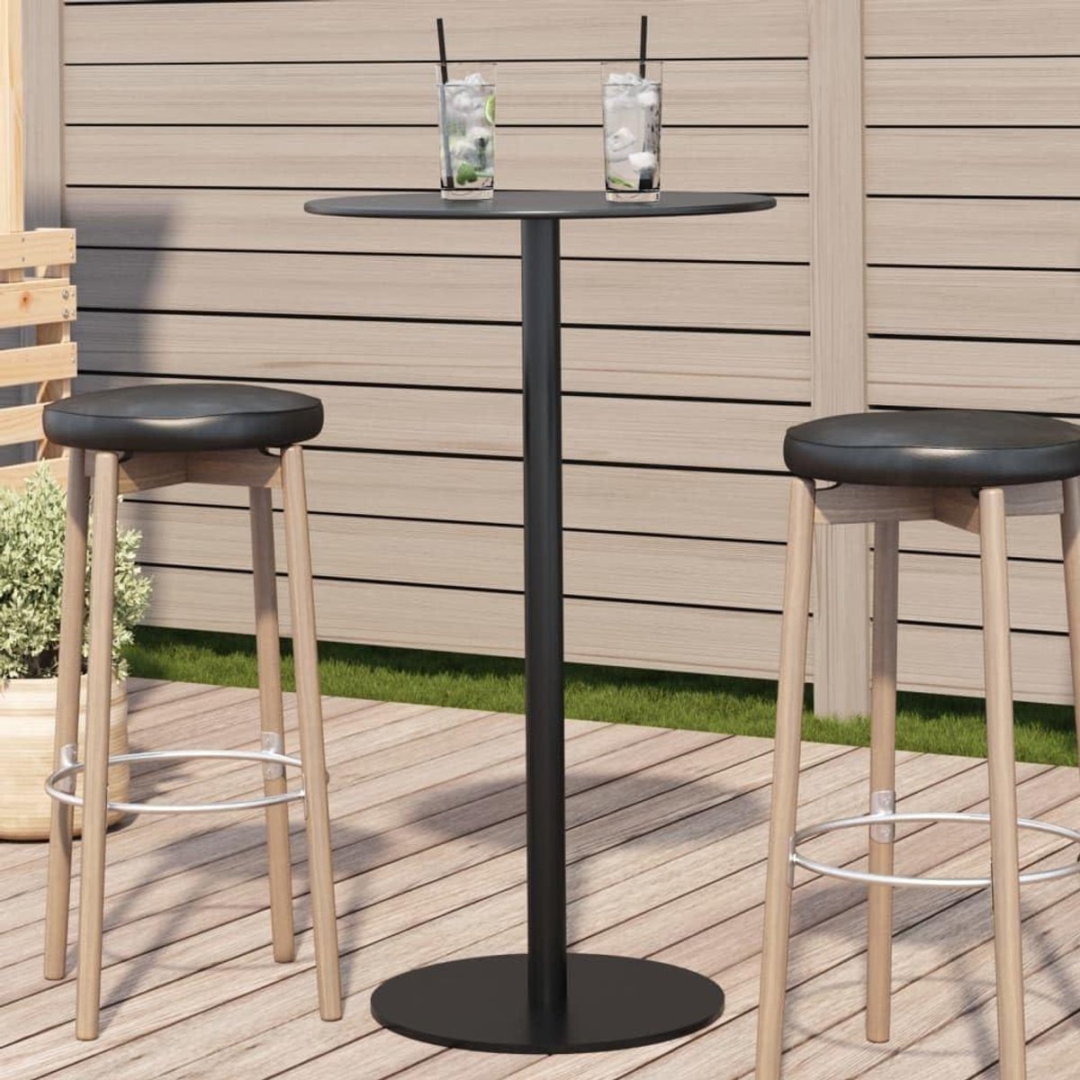 Ronde Bistrotafel - Balkontafel Terrastafel - Buiten Genieten - Gepoedercoat Staal - 60x105 cm - Zwart