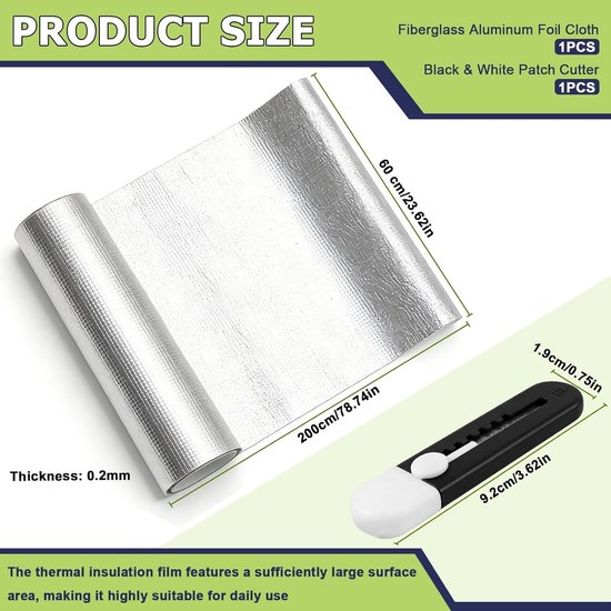 Praktische Warmtebescherming: Zelfklevende Isolatiematte van 60cm x 200cm, Aluminized Thermische Barrière voor Slangen, Hoge Temperatuur Isolatie en Warmtebeschermingsdeken voor Auto's — afbeelding 5