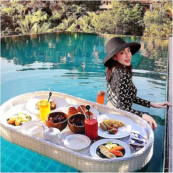Drijvende Lade - Pool Bar - Drankjes Serveren - Waterbestendig Aluminium - 100x50x20CM - Wit — afbeelding 3