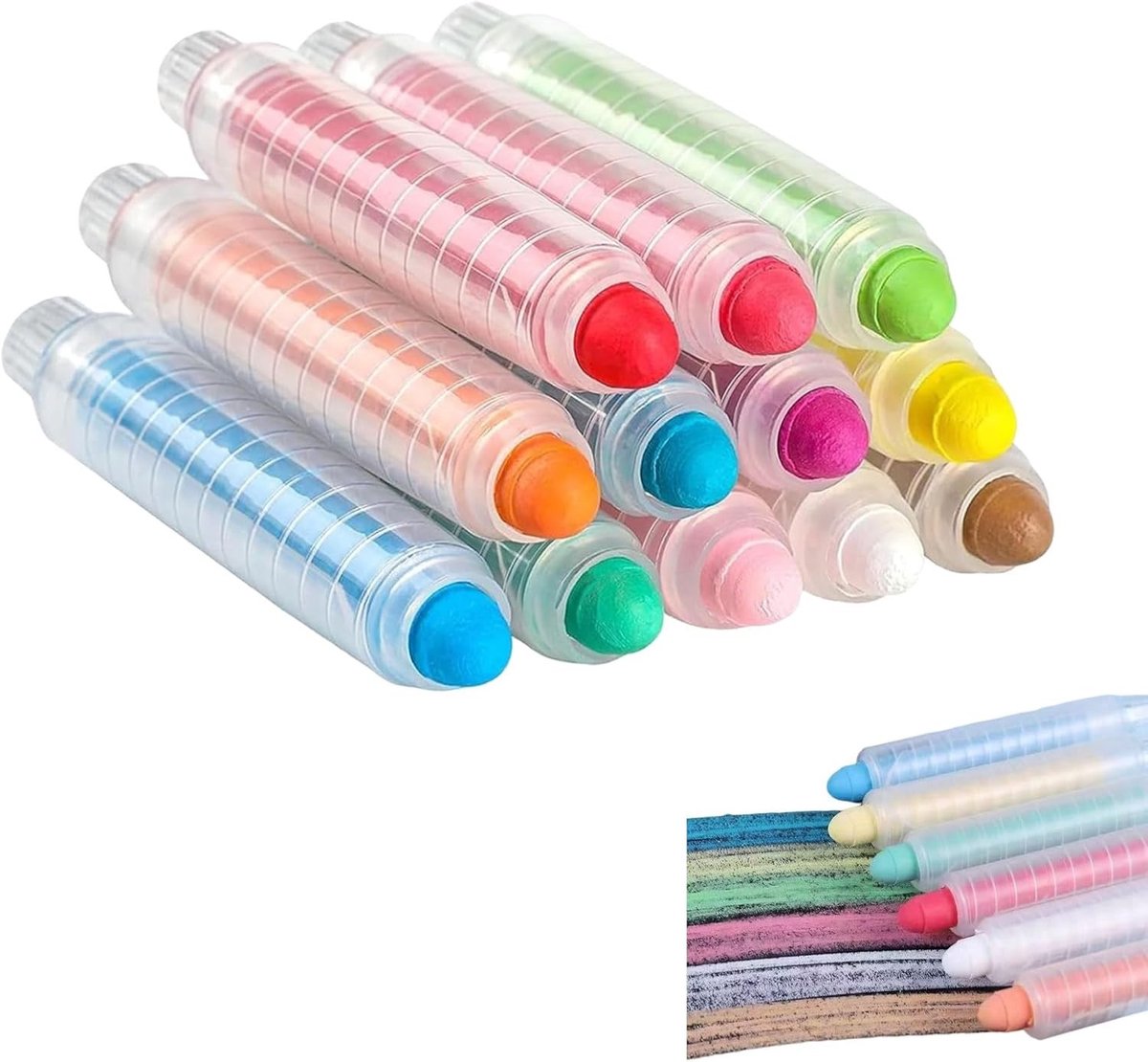 Hexagon krijt - Gekleurd - Set van 12 stuks - Afwasbaar, Stofvrij en Niet-giftig - Voor Kinderen en Schoolgebruik
