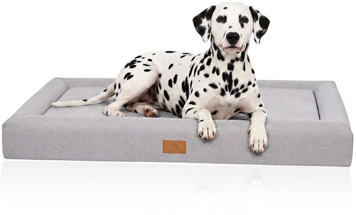 Knuffelwuff orthopedisch hondenbed Tiva van onderhoudsvriendelijke Easy Clean-stof met handgeweven karakter M-L 80 x 60cm Lichtgrijs