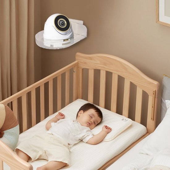 Babyfoon Plank - Camera Standaard - Babykamer Organiseren - Schadevrij Bevestigen - 12x9.5 cm - Wit — afbeelding 2