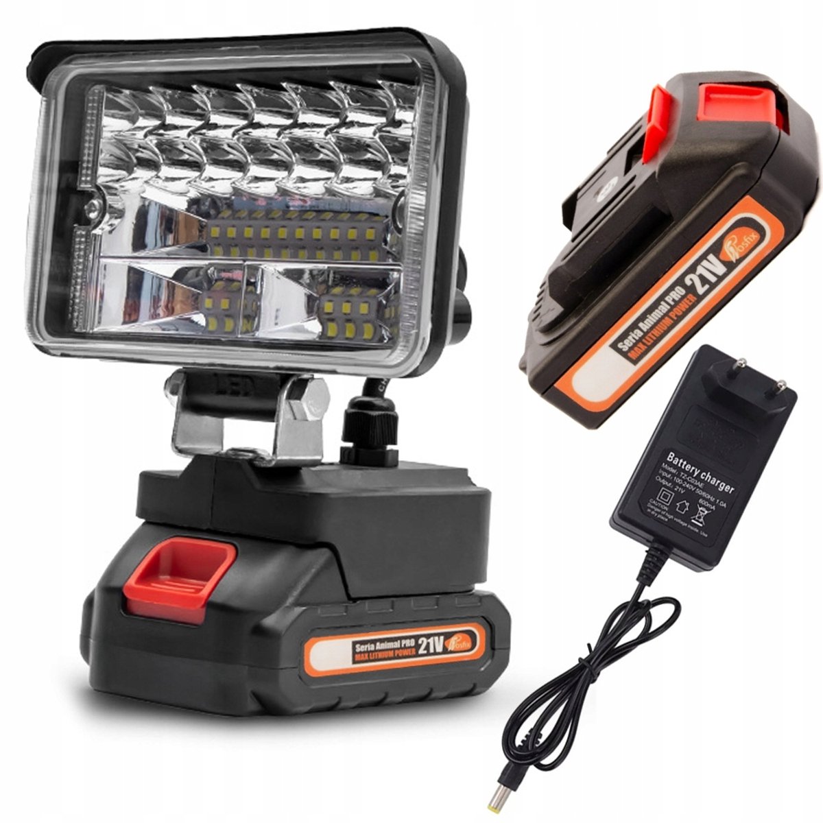 Rosfix Accu Lamp 4"" Draaibare Kop 180° - LED SMD 3030, 2 Helderniveaus - ABS Behuizing, 21V Accu - Geschikt voor Makita