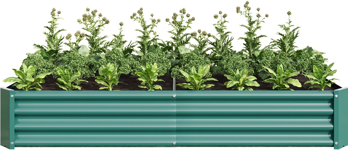 Metalen Moestuinbak - Verhoogde Plantenbak - Stalen Kweekbak - Groentebak - Roestvrij - Stevig - Veilig - Open Bodem - Tuin - 180x90x30 cm - Kweken - Antraciet