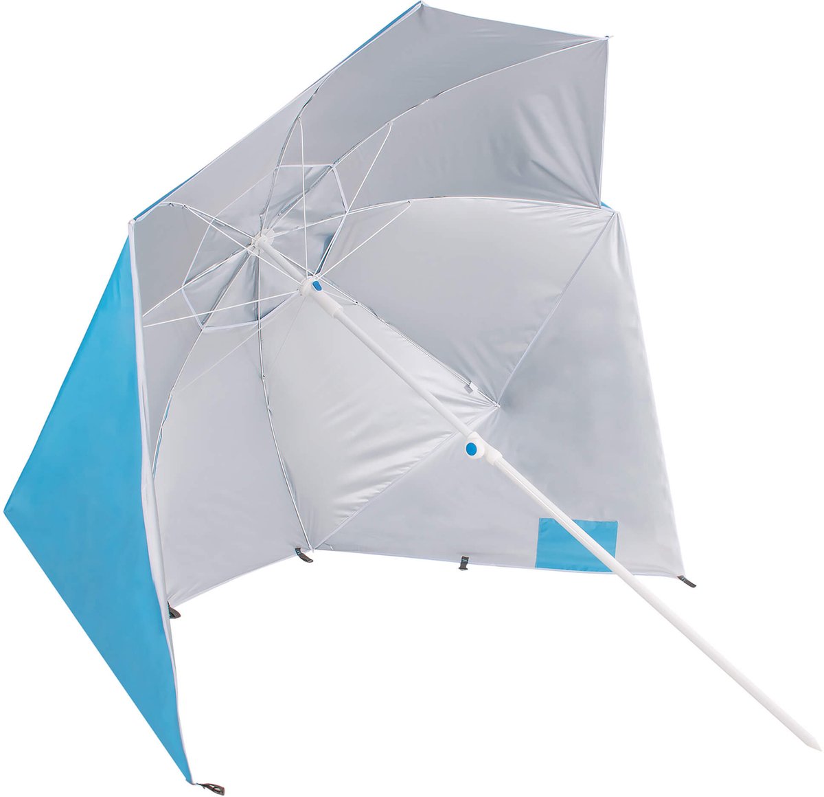 Springos Parasol | Strand Parasol | Parasols | Tent | Opvouwbaar | Kantelbaar | 180 cm | Blauw | Grijs