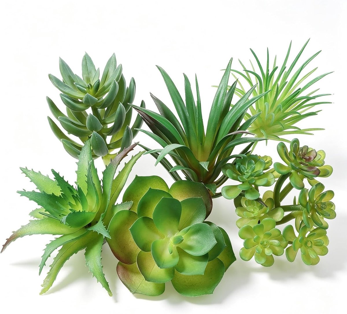 Kunstvetplanten met pot - Groen - Set van 6 kleine kunstvetplanten - PVC - Voor woondecoratie en kantoor
