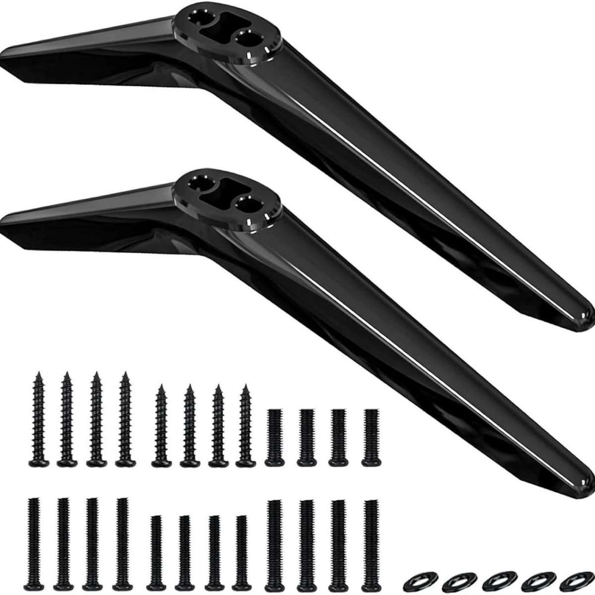 GELLDG 2 Stuks TV-standaardvoeten - TV Stand - Geschikt voor TCL 28/32/40/43/49-65 Inch Flatscreen en Curved TV - Zwarte Vervangende Sockelvoetjes met Schroeven Set - Kunststof