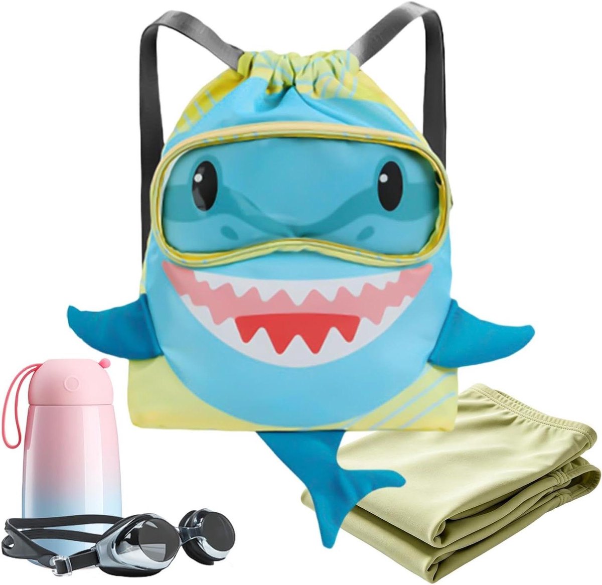 Zwemtas Kinderen - Sporttas Peuters - Spullen Organiseren - Haaiendesign Waterdicht - 40x16x38 cm - Blauw