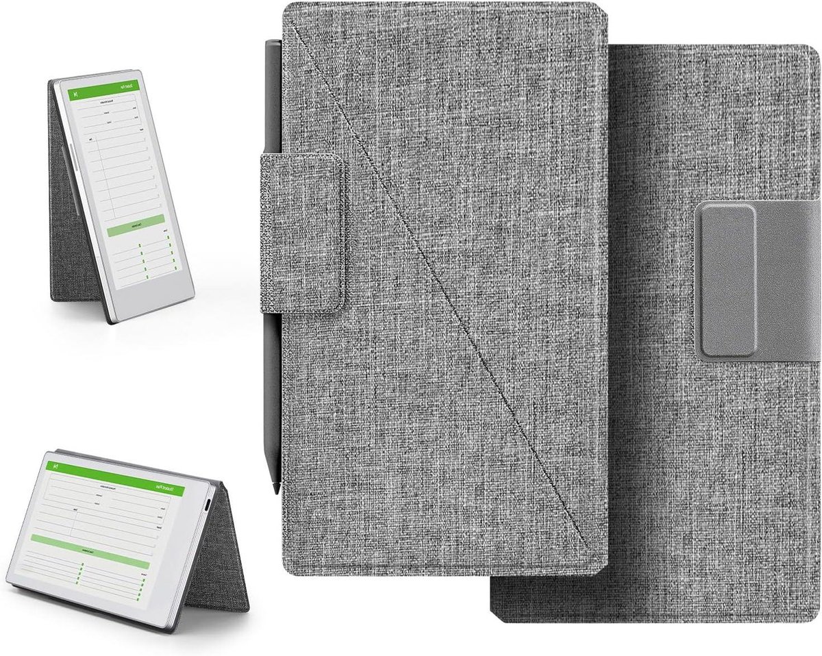 Hoes met Standaard - Beschermhoes Penhouder - Notities Maken - Sterk Magnetisch Systeem - 19.8 x 11.9 x 1.1 cm