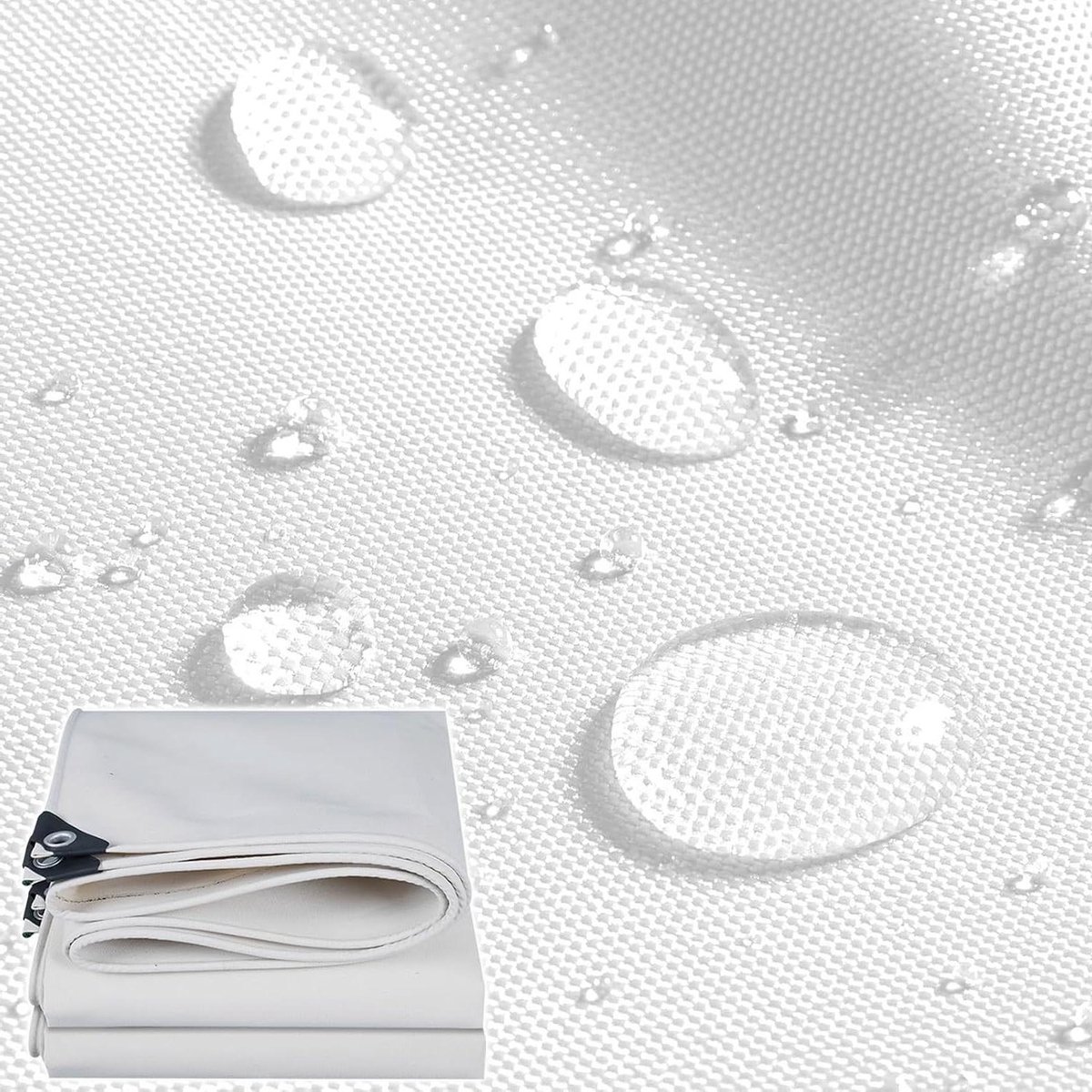 Waterdicht Canvas Zeildoek - Beschermhoes Zwaar - Bescherming Tuinmeubelen - Dubbelzijdig Waterdicht - 3x6m - Wit
