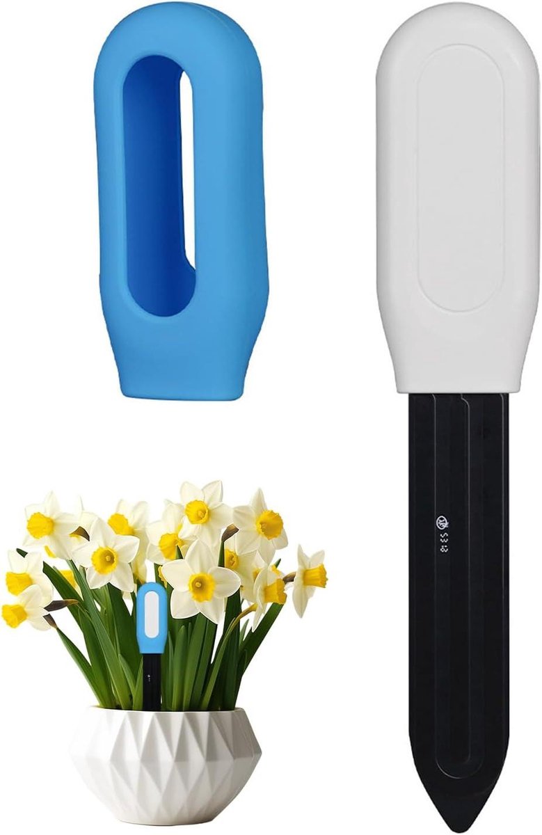 Bodemtester - Vochtigheidsmeter Planten - Plantenverzorging - Draadloze Bodemanalyse - 17 x 4 x 4 cm - Blauw en zwart