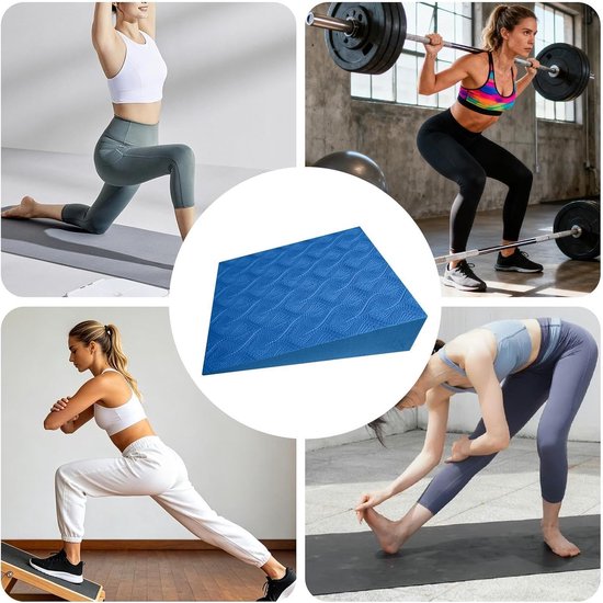 Yoga Wig - Squat Blok - Balans Verbeteren - Ergonomisch Schuim - 15x12x5 cm - Blauw — afbeelding 5