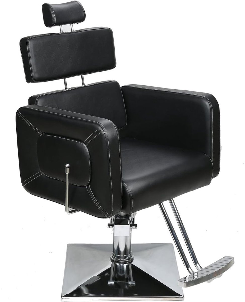 NIVA® Kappersstoel - Kappersstoel met Voetensteun - Kapper Stoelen - Zwart - 85cm x 64cm x 111cm