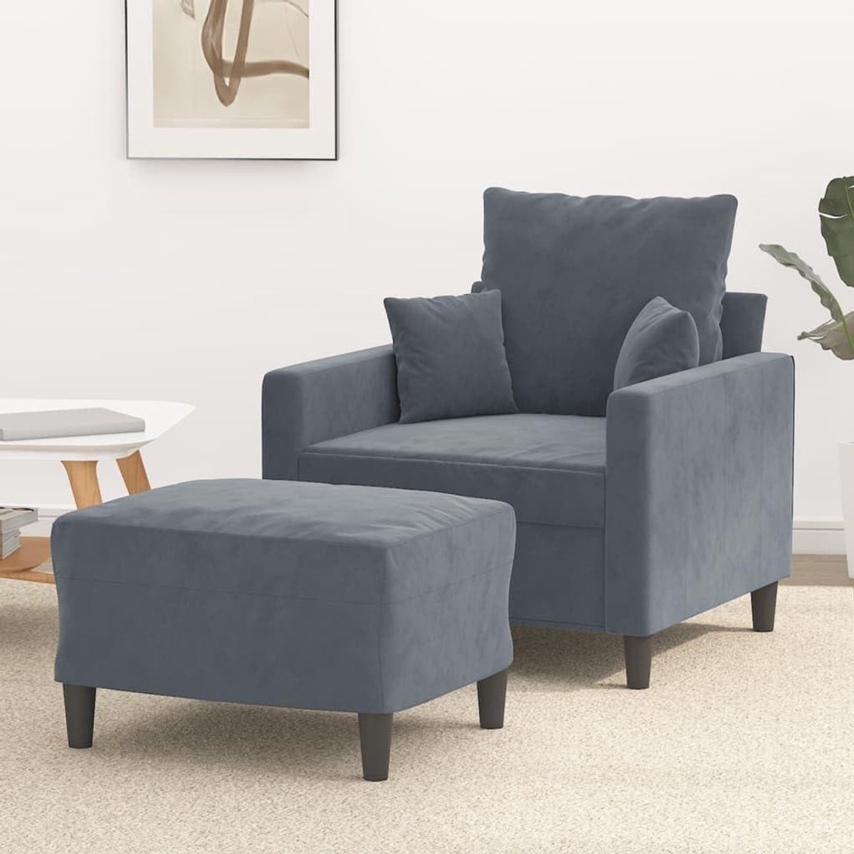 Fauteuil met voetenbank - Relaxstoel Luie stoel - Ontspannen in huis - Zachte fluwelen bekleding