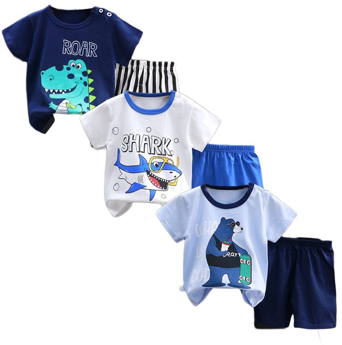 Omgoods - Set van 6 Katoenen T-Shirts en Shorts voor Baby's