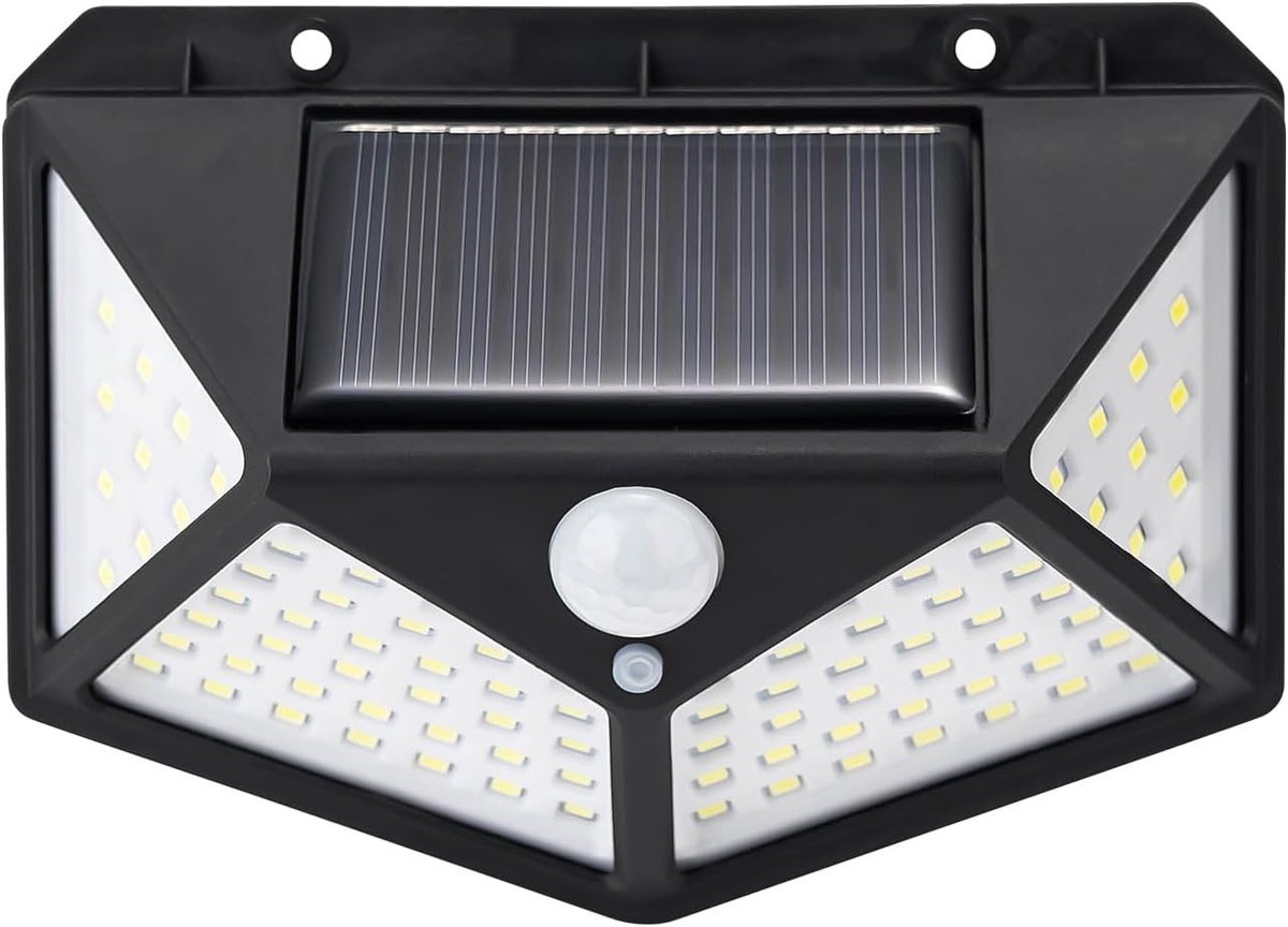 Buitenlampjes - Wit - 100 leds - Zonne-energie LED Spot met Bewegingsmelder - Voor Tuin en Terras