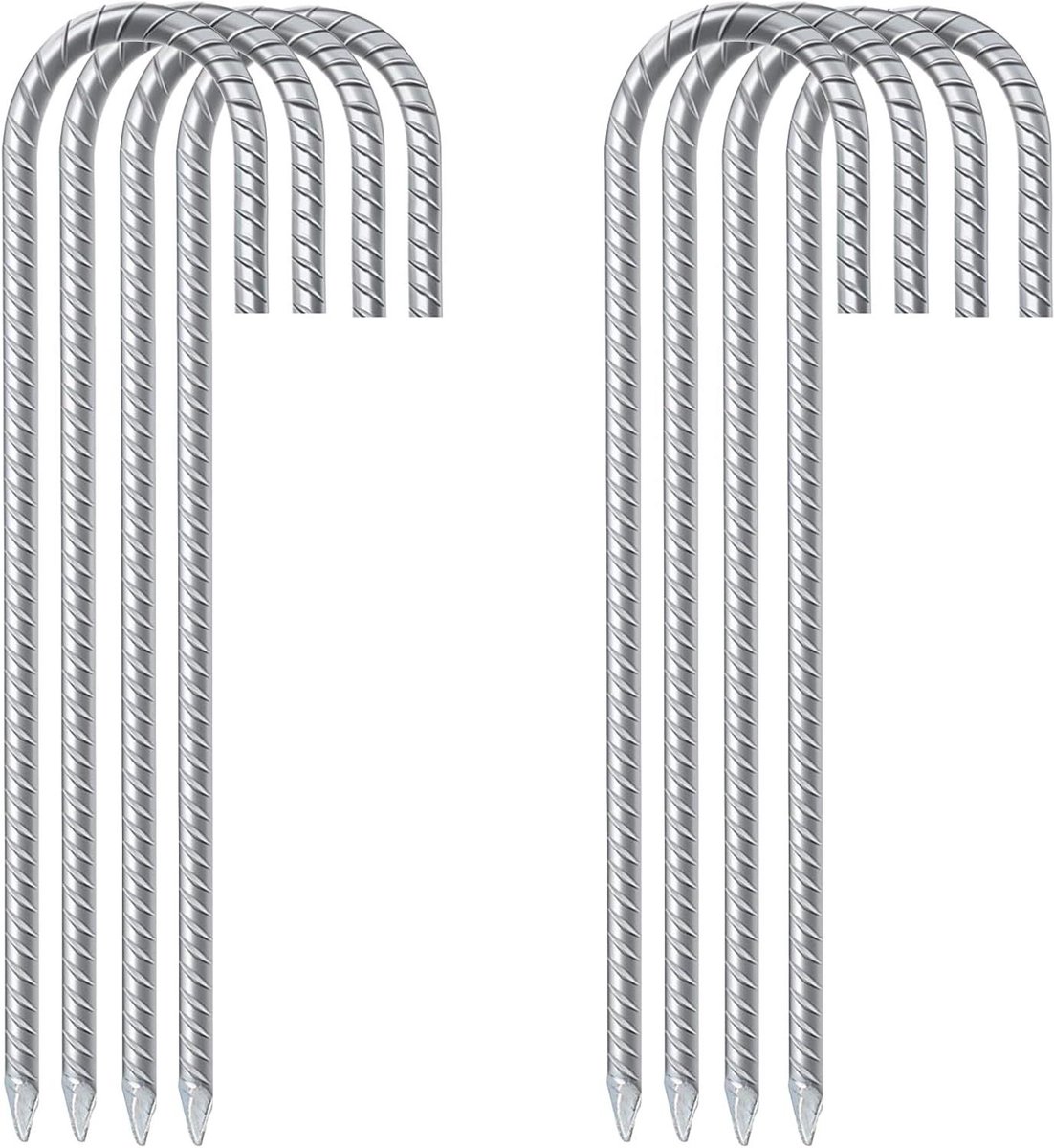 Tentharingen Set - Grondhaken Ankers - Buiten Bevestigen - Zwaar Verzinkt Staal - 30 cm - Zilver
