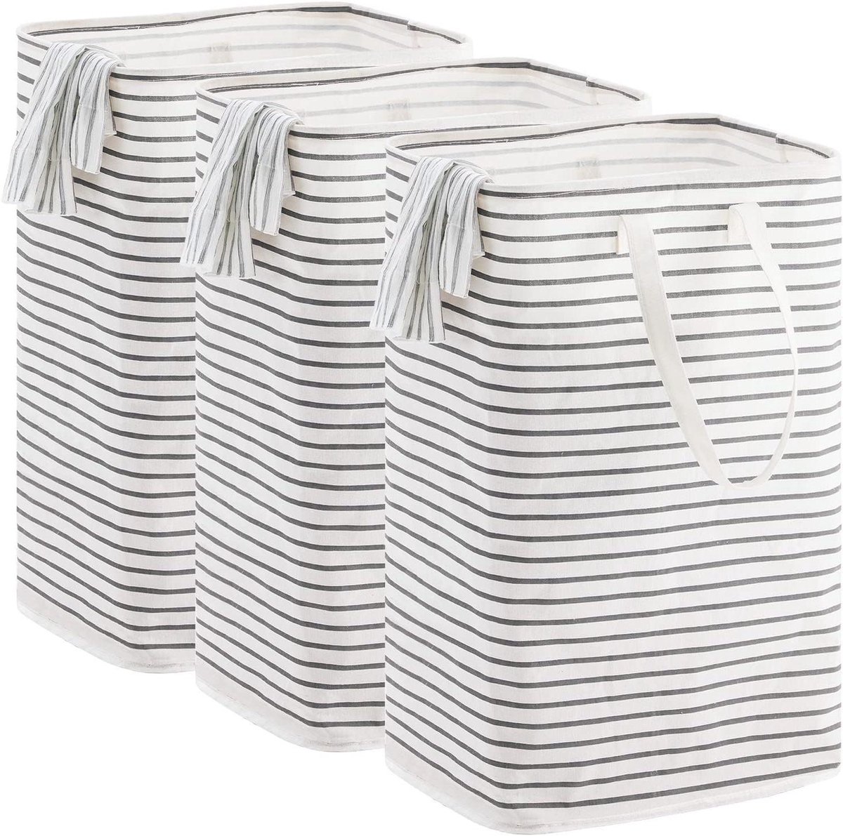 Wasmand Met Handvatten - Opvouwbare mand - Kleding Opbergen - Waterproof Binnenkant - 72L Capaciteit - Grijs