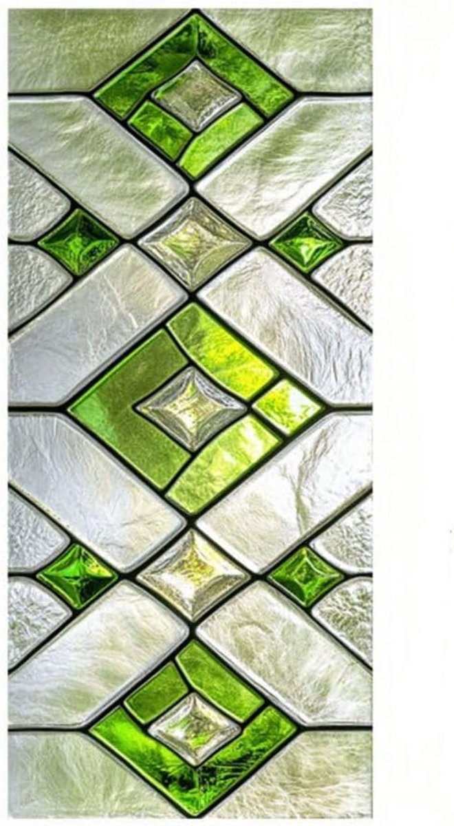 Set van 2 raamstickers – Statisch hechtende raamfolie – Minimalistisch patroon – Decoratieve PVC-folie voor woonkamer, slaapkamer, badkamer en keuken – Groen