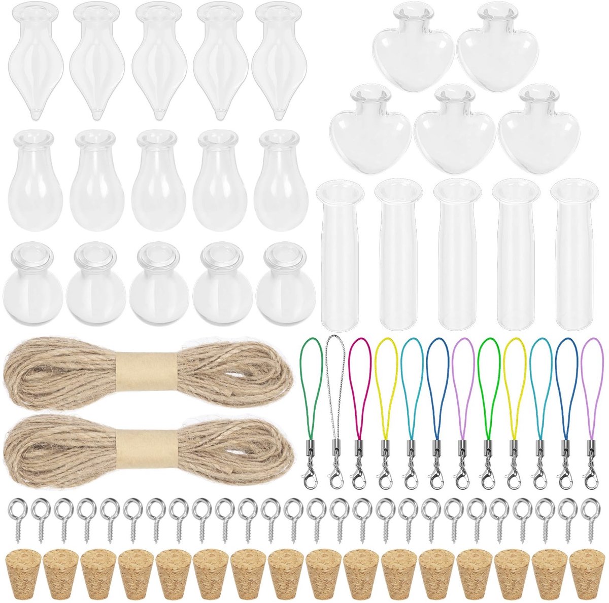 Omgoods - Mini Glazen Flessen Set met Kurken Stopper