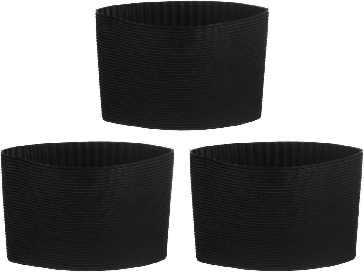 Hulzen voor bekers - Mok houders - Bescherming en grip - Antislip en hittebestendig - 3 stuks - Zwart