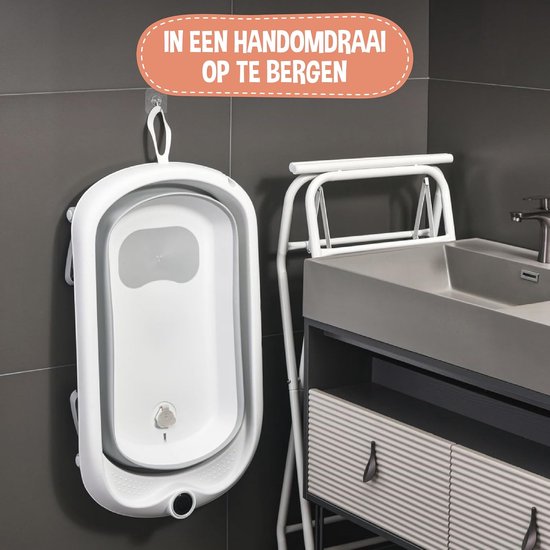 Opvouwbaar Babybad - XXL Babybad Babybad met Standaard - Baby Douchen - Met Geïntegreerde Thermometer — afbeelding 5