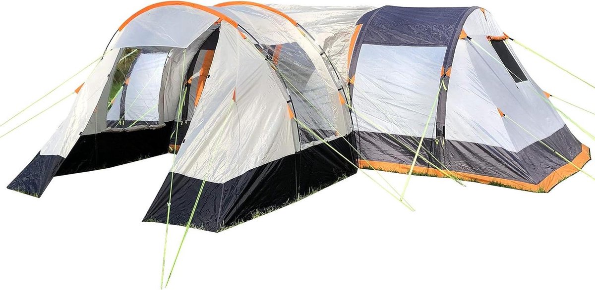Tentverlenging - Extra ruimte - Kamperen en Wandelen - Snelle montage - 3m x 2.4m - Oranje Grijs