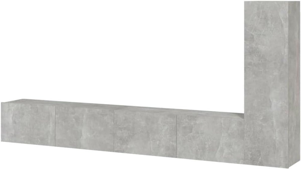 Tv-meubelset - Media kast - Opbergen van media - Wandmontage ontwerp - 100 cm - Betongrijs