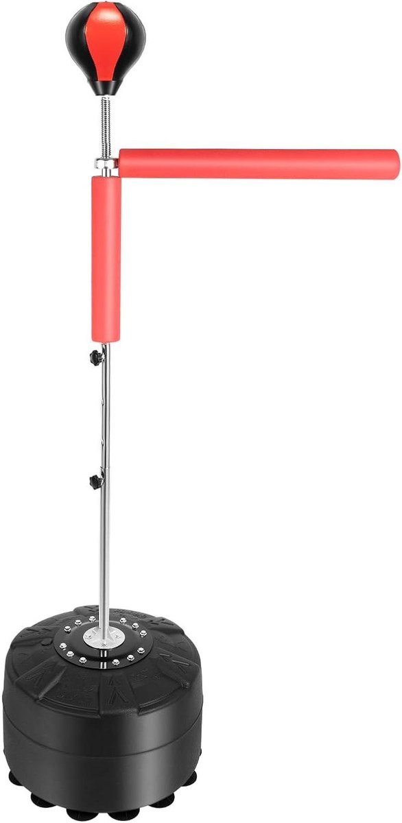 Staande Bokszak - Boksbal Standaard - Boksen Trainen - 360 Graden Draaistang - 198 cm Hoogte - Rood Zwart
