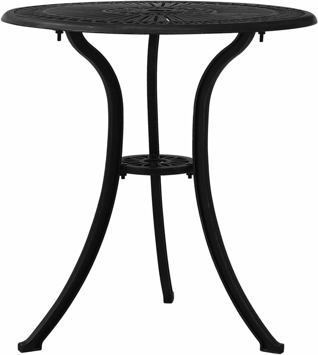 Tuintafel - Terrastafel - Buiten Zitten - Gegoten Aluminium - 62 x 62 x 65 cm - Zwart