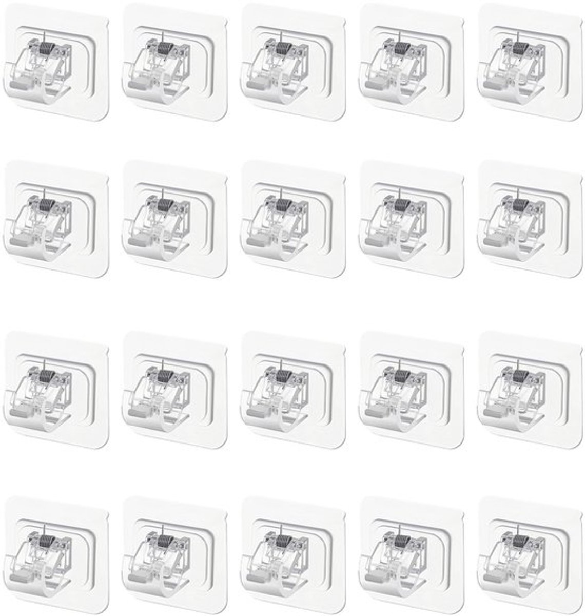 Gordijnroede - 20 Stuks - Transparante Gordijnstanghouder - Zelfklevende Bevestiging - Stabiele Klem - Geschikt voor Stangen tot 2,2 cm