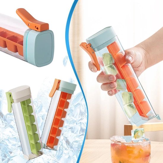 ijsblokjesvorm met handvat en drukmechanisme voor bediening met één hand, draagbare glazen ijsmachine, geschikt voor thuis, keuken en kantoor, groene ijsblokjesmachine voor één kopje — afbeelding 4