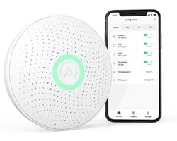 Thijox - Airthings 2930 Wave Plus Radon- en Luchtkwaliteitsmonitor - CO2-, VOC-, Luchtdruk-, Vochtigheid- en Temperatuurdetector - Draadloos en Batter