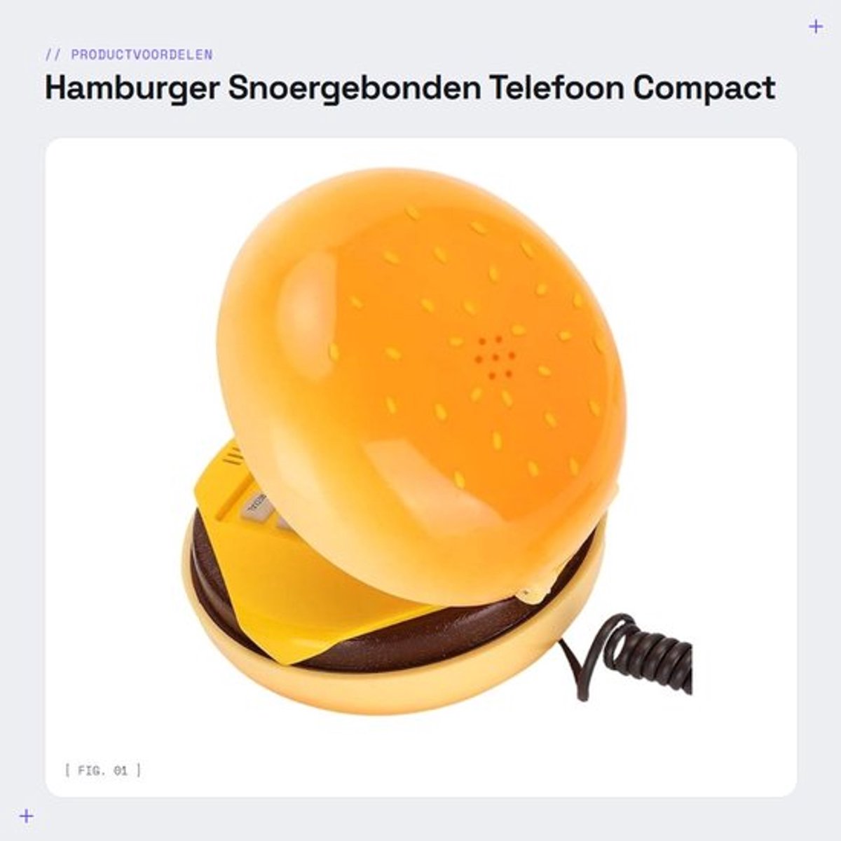 Telefoon Snoergebonden - Hamburger Telefoon - Compact Analoog - Decoratief Ornament - Plug-and-play - Multifunctioneel - Hamburgertelefoon