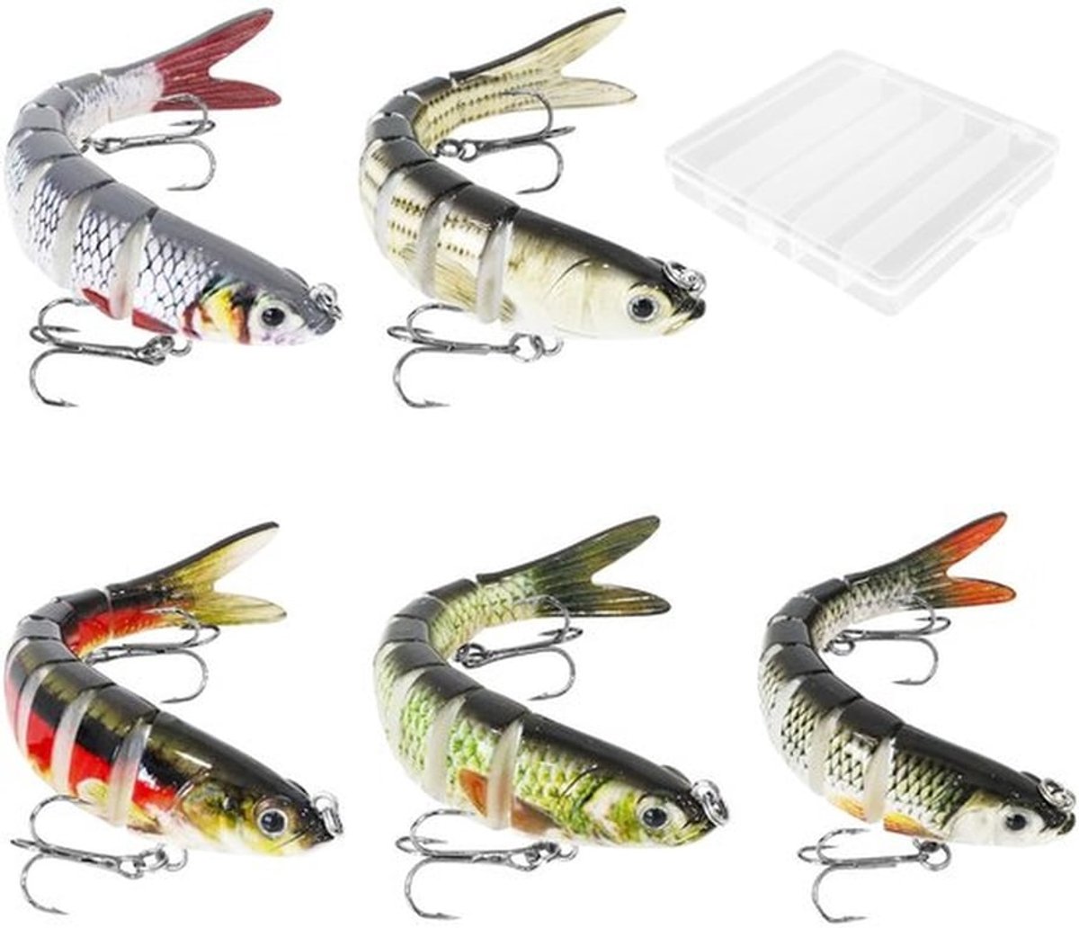 5 Stuks Snoek Kunstaas - Levensechte Wobbler voor Zoet en Zout Water