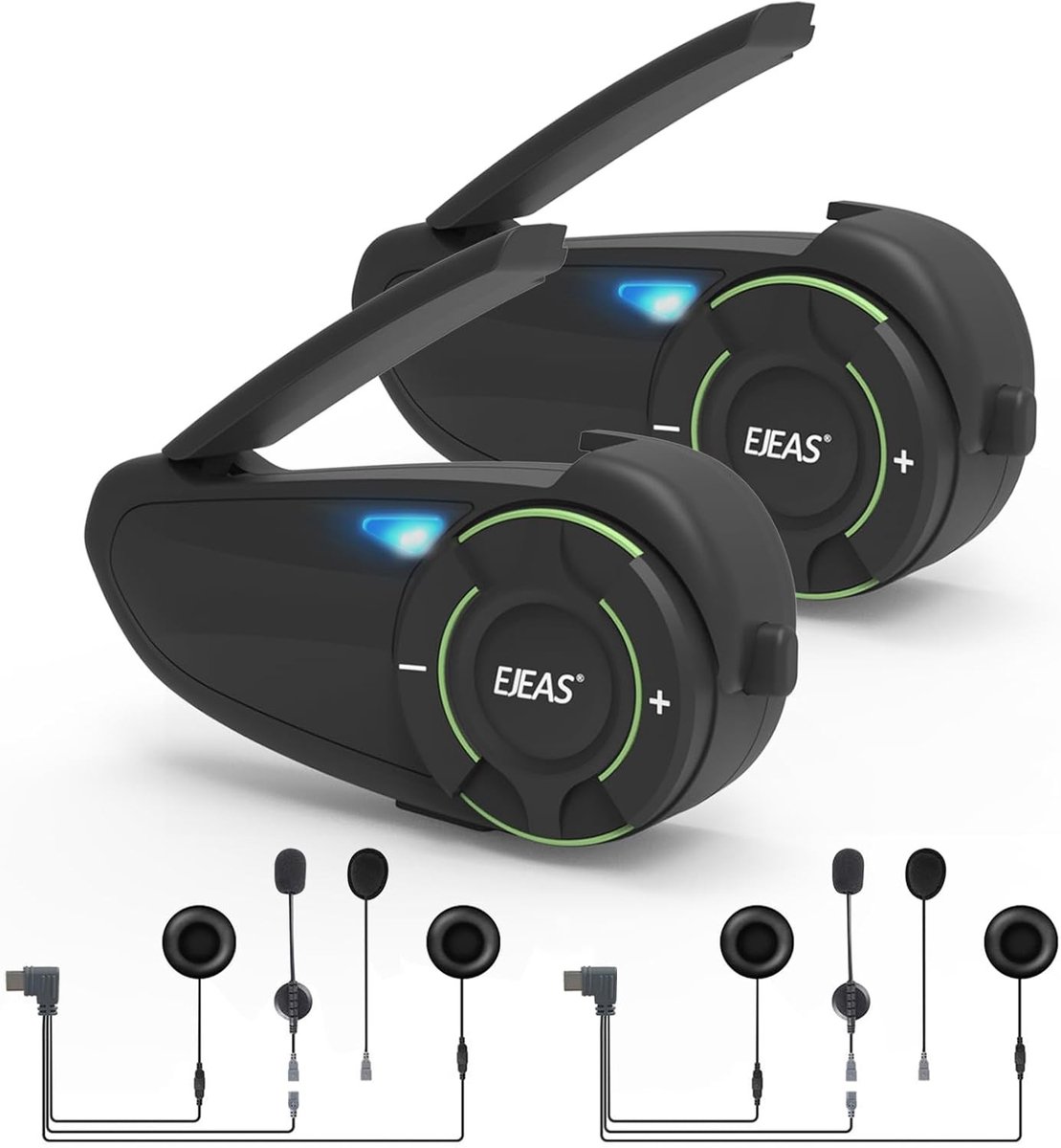 Motorhelm-headset - Zwart - Q8 2 Pack - Bluetooth 5.1 Mesh Intercom met Ruisonderdrukking - Voor 6 Motorrijders