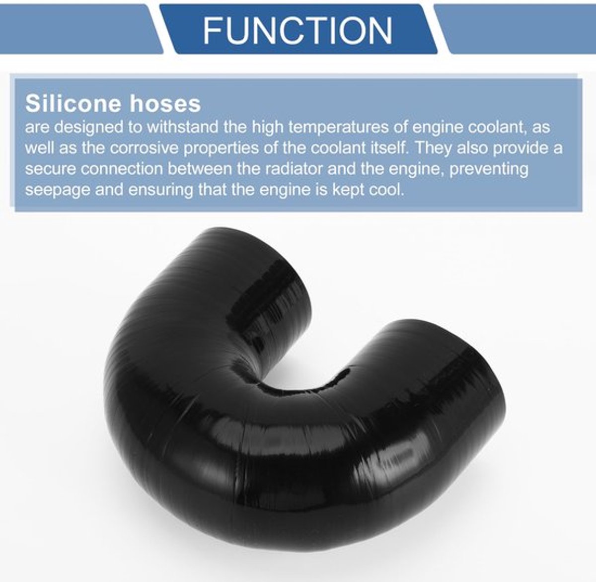 Koelslang Siliconen 180 Graden - Binnendiameter 63mm - Lengte 90mm - Zwart - Meerlaags Geweven Doek - Bestand tegen Hoge Temperatuur - Siliconenslang
