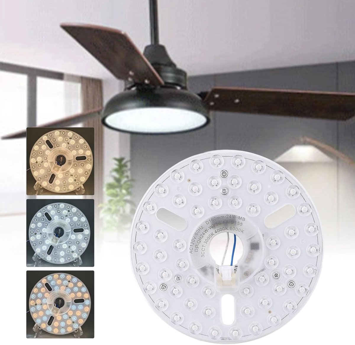 Plafondventilator LED Lichtmodule - Warm Licht - 230V - Dimbare Retrofit Kit voor Plafondventilator