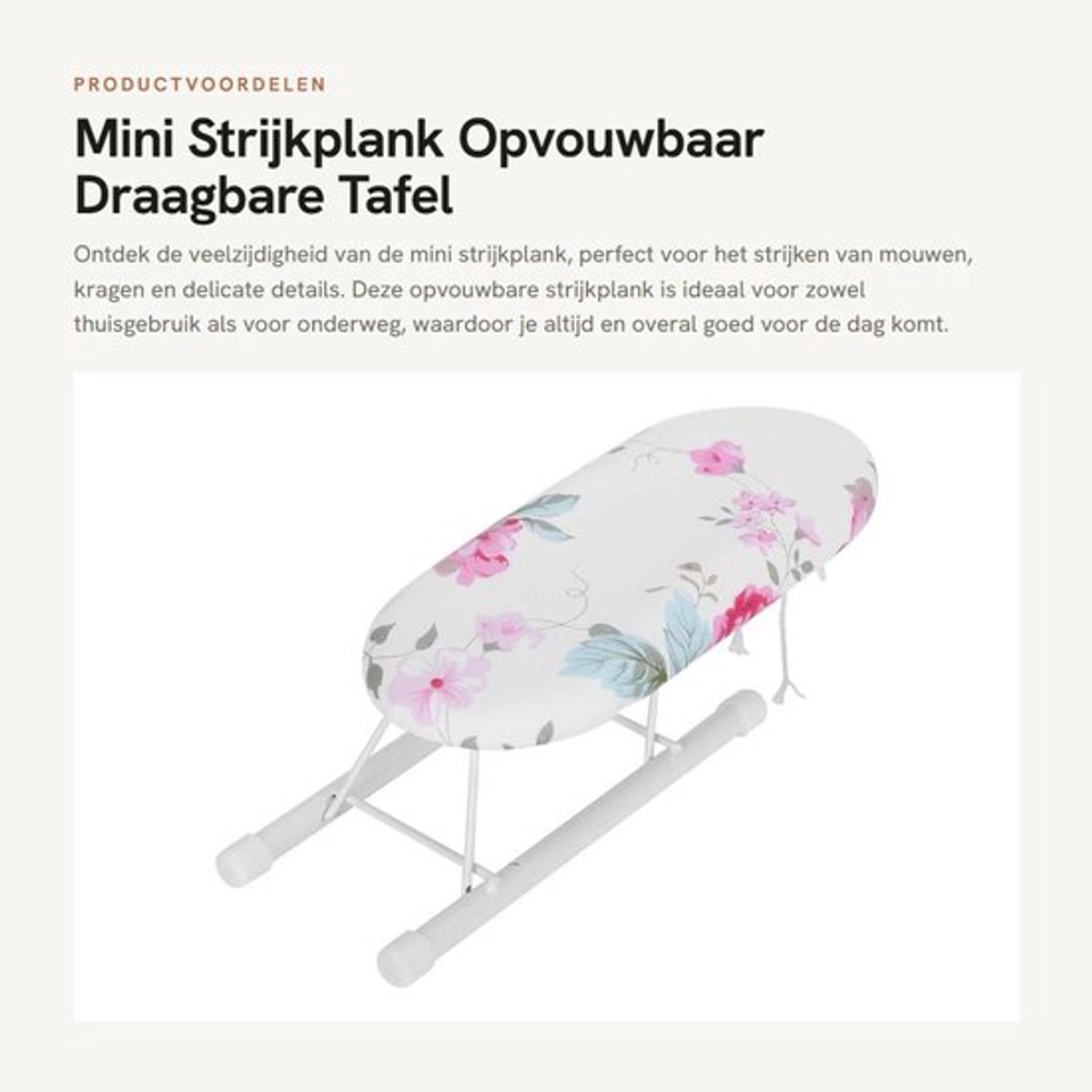Strijkplank Mini - Opvouwbaar - Antislip - Wasbare Hoes - Draagbaar - Stabiele Ondersteuning - Strijktafel