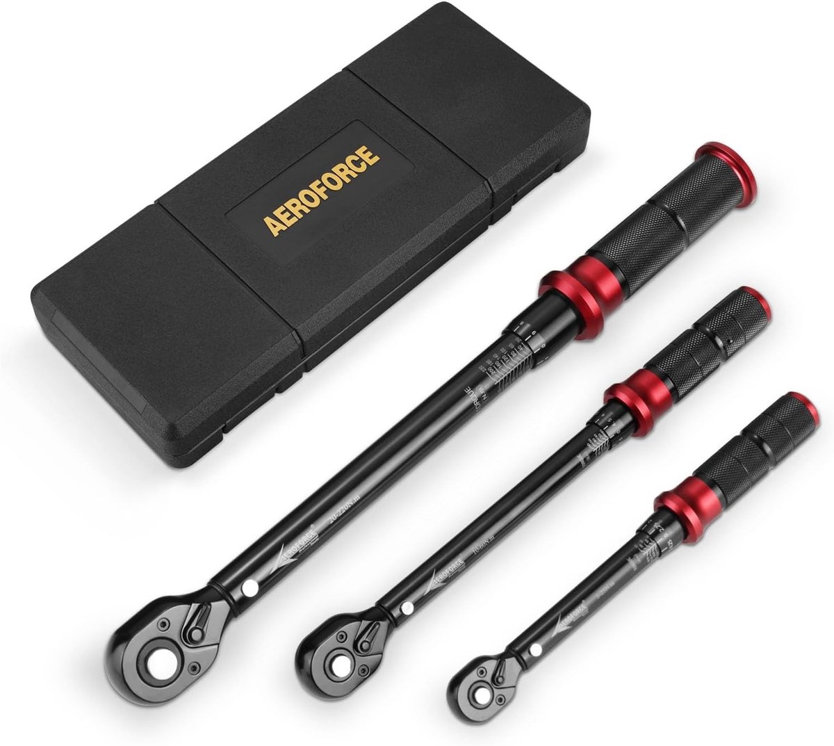Momentsleutel voor fiets - 3-delige set - 1/4, 3/8 en 1/2 inch - Chroom-vanadium met omkeerbare ratelkop - Voor nauwkeurig aandraaien